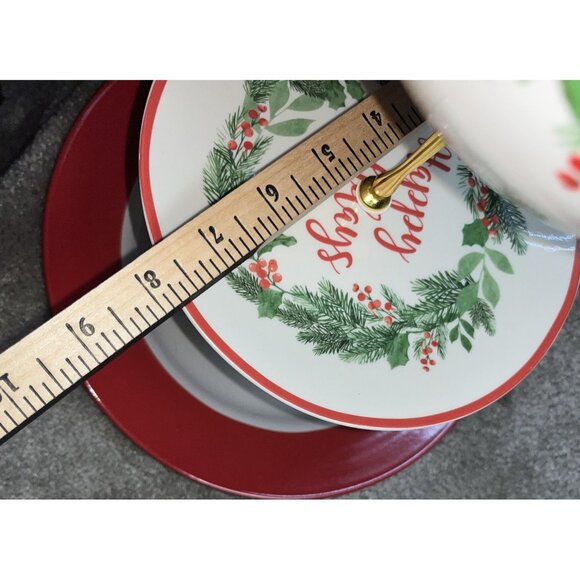 Christmas 3-Tier Ceramic Serving Stand Tid Bit With Gold Handle Holiday Parties - Picture 7 of 8